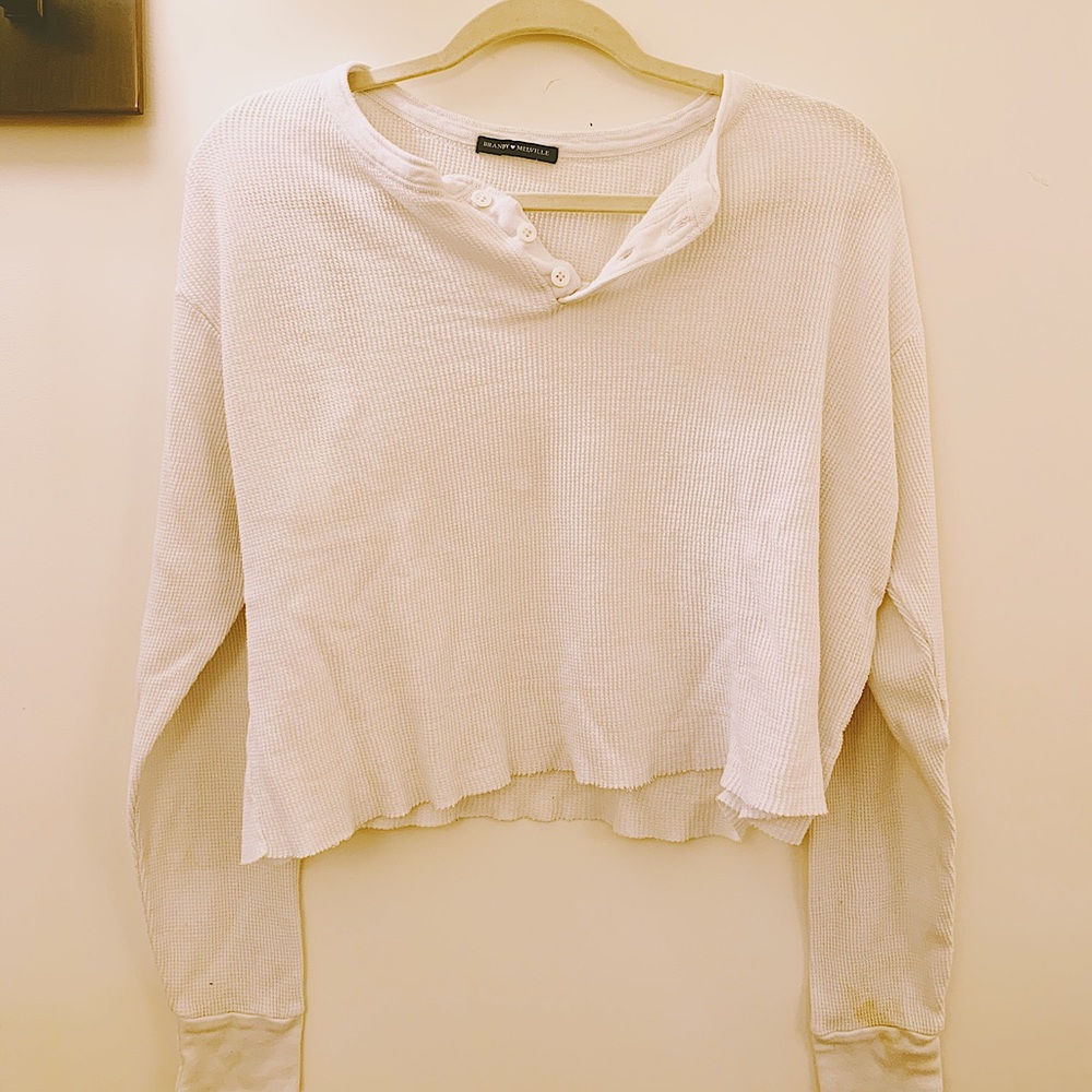 Brandy Melville White Waffle Shirt